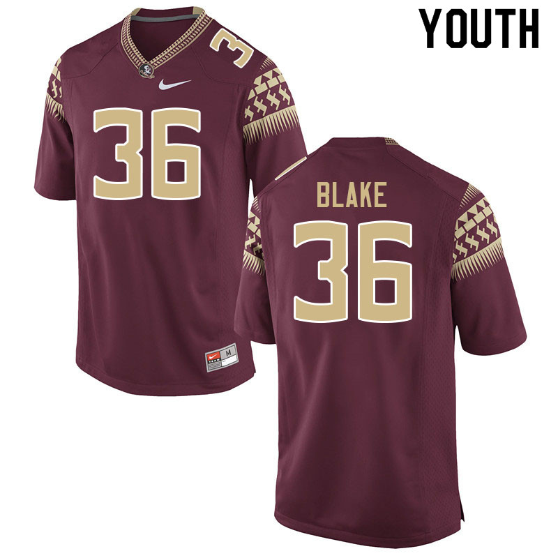 Youth #36 Caleb Blake Florida State Seminoles College Football Jerseys Sale-Garnet